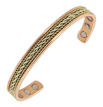 Load image into Gallery viewer, Women&#39;s Pure Copper Magnetic Bracelet - Cuff Bracelets with Ultra Strength Magnets – Adjustable Rope Inlay Style - Detox Lymphatic Drainage - Earth Therapy