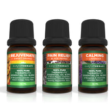 Load image into Gallery viewer, Therapeutic Grade Essential Oil Set - Calming Lavender, Rejuvenating Orange, and Pain Fighting Black Pepper