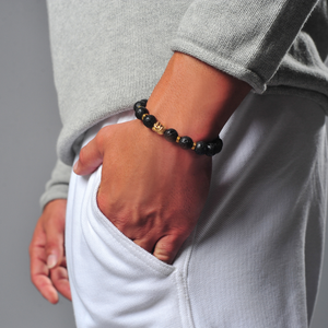 Buddha Root Chakra Lava and Hematite Bracelet Value Set