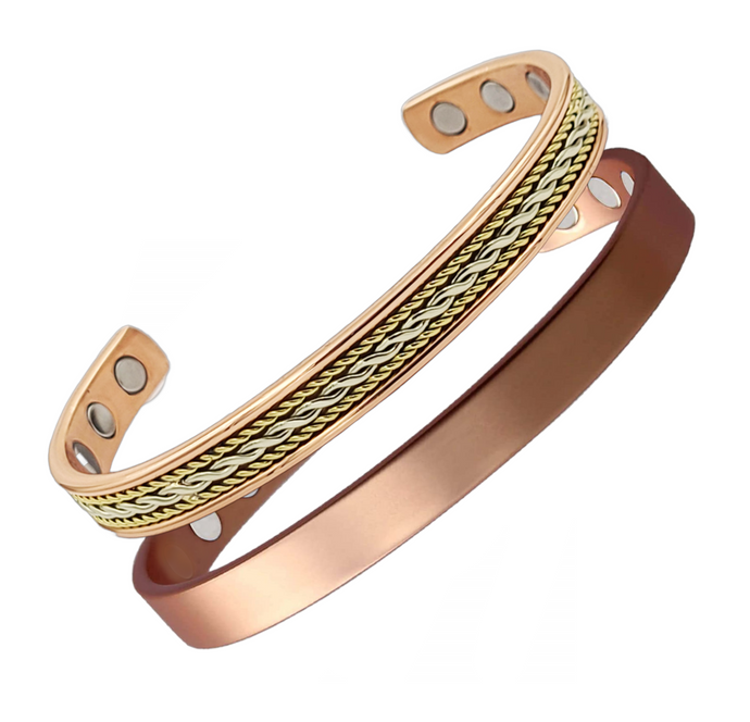 Copper Magnetic Bracelet Gift Set With A Luxurious Velvet Pouch