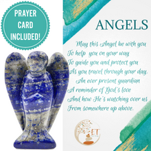 Load image into Gallery viewer, Pocket Guardian Angel with Serenity Prayer Card - Blue LAPIS LAZULI Natural Crystal Healing - Good Luck Stone Figurine - Gift for Yourselves and Your Loved Ones