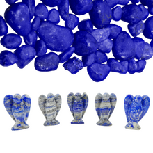 Load image into Gallery viewer, Pocket Guardian Angel with Serenity Prayer Card - Blue LAPIS LAZULI Natural Crystal Healing - Good Luck Stone Figurine - Gift for Yourselves and Your Loved Ones