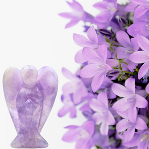 Pocket Guardian Angel with Serenity Prayer Card - AMETHYST Natural Crystal Healing Stone Figurine - Gift for Yourselves and your loved ones
