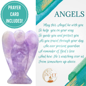 Pocket Guardian Angel with Serenity Prayer Card - AMETHYST Natural Crystal Healing Stone Figurine - Gift for Yourselves and your loved ones
