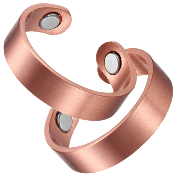 Original Minimalist Pure Copper Magnetic Healing Rings for Arthritis Carpal Tunnel, Lymphatic Drainage Therapeutic, Joint Pain Relief - Adjustable Sizing for Men and Women - 2 Pack