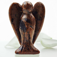 Load image into Gallery viewer, Earth Therapy Pocket Guardian Angel with Serenity Prayer Card - Red OBSIDIAN Natural Crystal Healing Stone Figurine - Gift for Yourselves and Your Loved Ones……