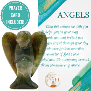 Earth Therapy Pocket Guardian Angel with Serenity Prayer Card - Indian AGATE Natural Crystal Healing Stone Figurine - Gift for Yourselves and Your Loved Ones……