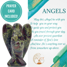 Load image into Gallery viewer, Earth Therapy Pocket Guardian Angel with Serenity Prayer Card - Dragon Blood Stone Natural Crystal Healing Stone Figurine - Gift for Yourselves and Your Loved Ones……