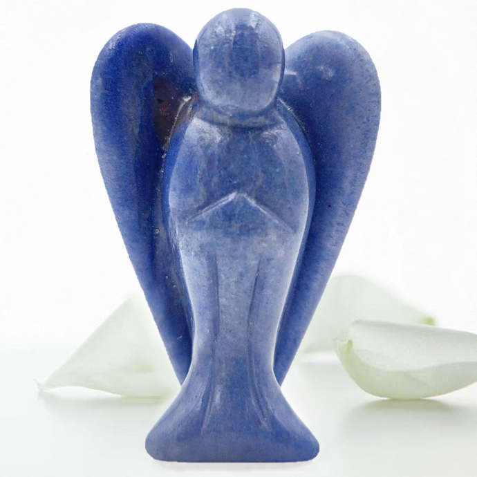 Earth Therapy Pocket Guardian Angel with Serenity Prayer Card - Blue Aventurine Natural Crystal Healing Stone Figurine - Gift for Yourselves and Your Loved Ones……