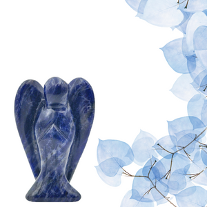 Earth Therapy Pocket Guardian Angel with Serenity Prayer Card - Blue SODALITE Natural Crystal Healing Stone Figurine - Gift for Yourselves and Your Loved Ones……