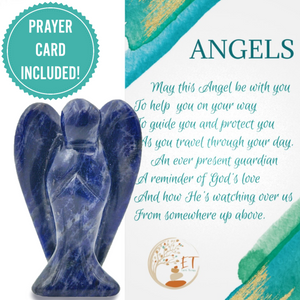Earth Therapy Pocket Guardian Angel with Serenity Prayer Card - Blue SODALITE Natural Crystal Healing Stone Figurine - Gift for Yourselves and Your Loved Ones……