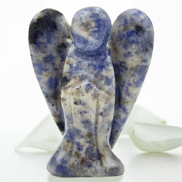 Earth Therapy Pocket Guardian Angel with Serenity Prayer Card - Blue Spot Stone Natural Crystal Healing Stone Figurine - Gift for Yourselves and Your Loved Ones……