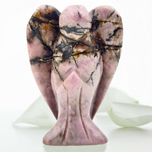 Load image into Gallery viewer, Earth Therapy Pocket Guardian Angel with Serenity Prayer Card - Rhodonite Stone Natural Crystal Healing Stone Figurine - Gift for Yourselves and Your Loved Ones……