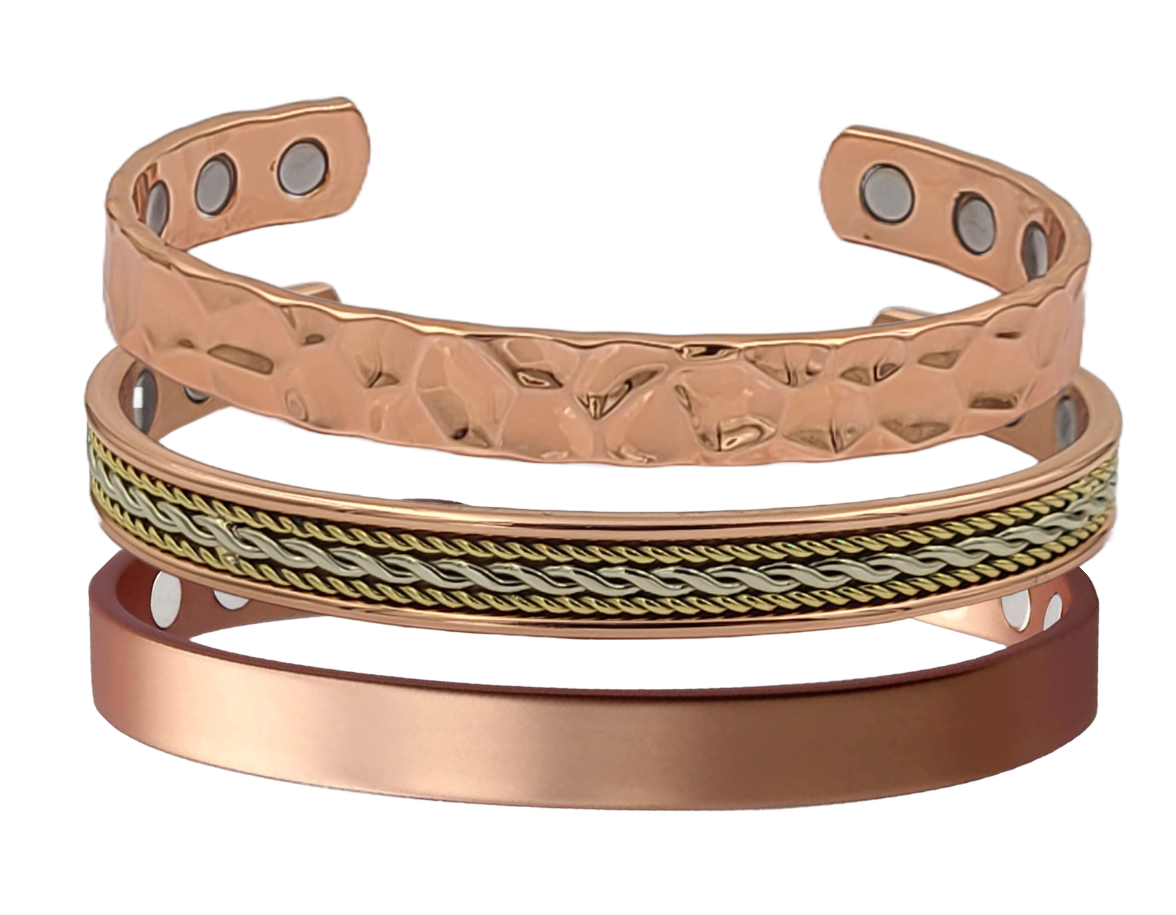 Woven Inlay Copper Magnetic Therapy Bracelet Bangle for Men & Women