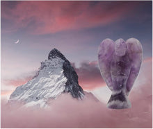 Load image into Gallery viewer, Pocket Guardian Angel with Serenity Prayer Card - AMETHYST Natural Crystal Healing Stone Figurine - Gift for Yourselves and your loved ones