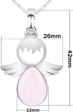 Load image into Gallery viewer, ROSE QUARTZ Teardrop Guardian Angel Necklace with Serenity Prayer Card - Natural Stone Healing