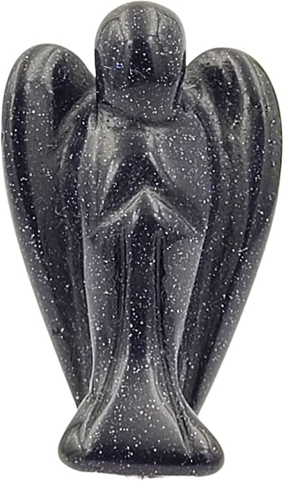 Original Pocket Guardian Angel with Serenity Prayer Card - Blue Goldstone Healing Stone Figurine Statue - Spiritual Gift for Yourselves and Your Loved Ones