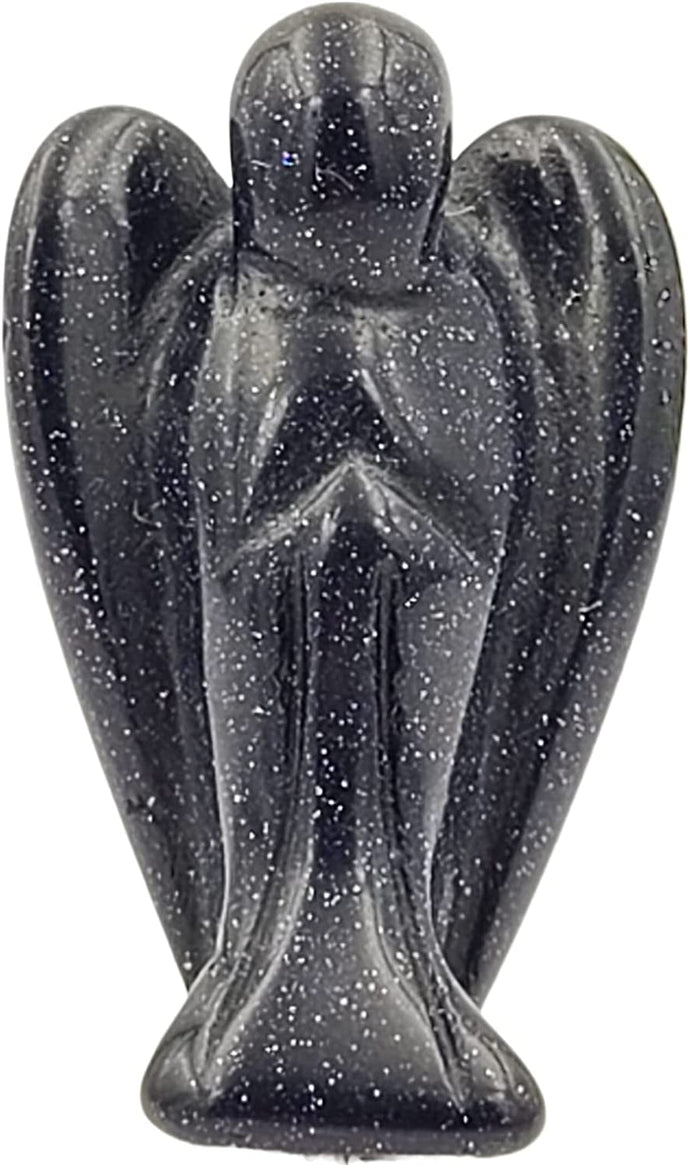 Original Pocket Guardian Angel with Serenity Prayer Card - Blue Goldstone Healing Stone Figurine Statue - Spiritual Gift for Yourselves and Your Loved Ones