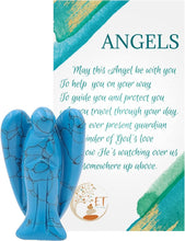 Load image into Gallery viewer, Pocket Guardian Angel with Serenity Prayer Card - Blue HOWLITE Turquoise Natural Crystal Healing Stone Figurine - Gift for Yourselves and Your Loved Ones