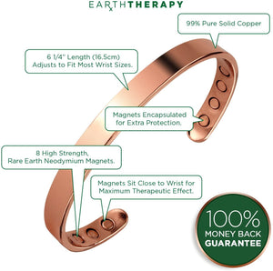 Women’s Pure Copper Magnetic Healing Shiny Bracelet for Arthritis, Carpal Tunnel, and Joint Pain Relief…