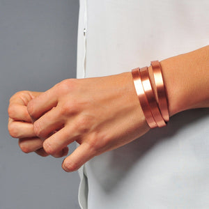 Shiny Pure Copper Magnetic Bracelets - Set of 3 - Adjustable Sizing for Men & Women