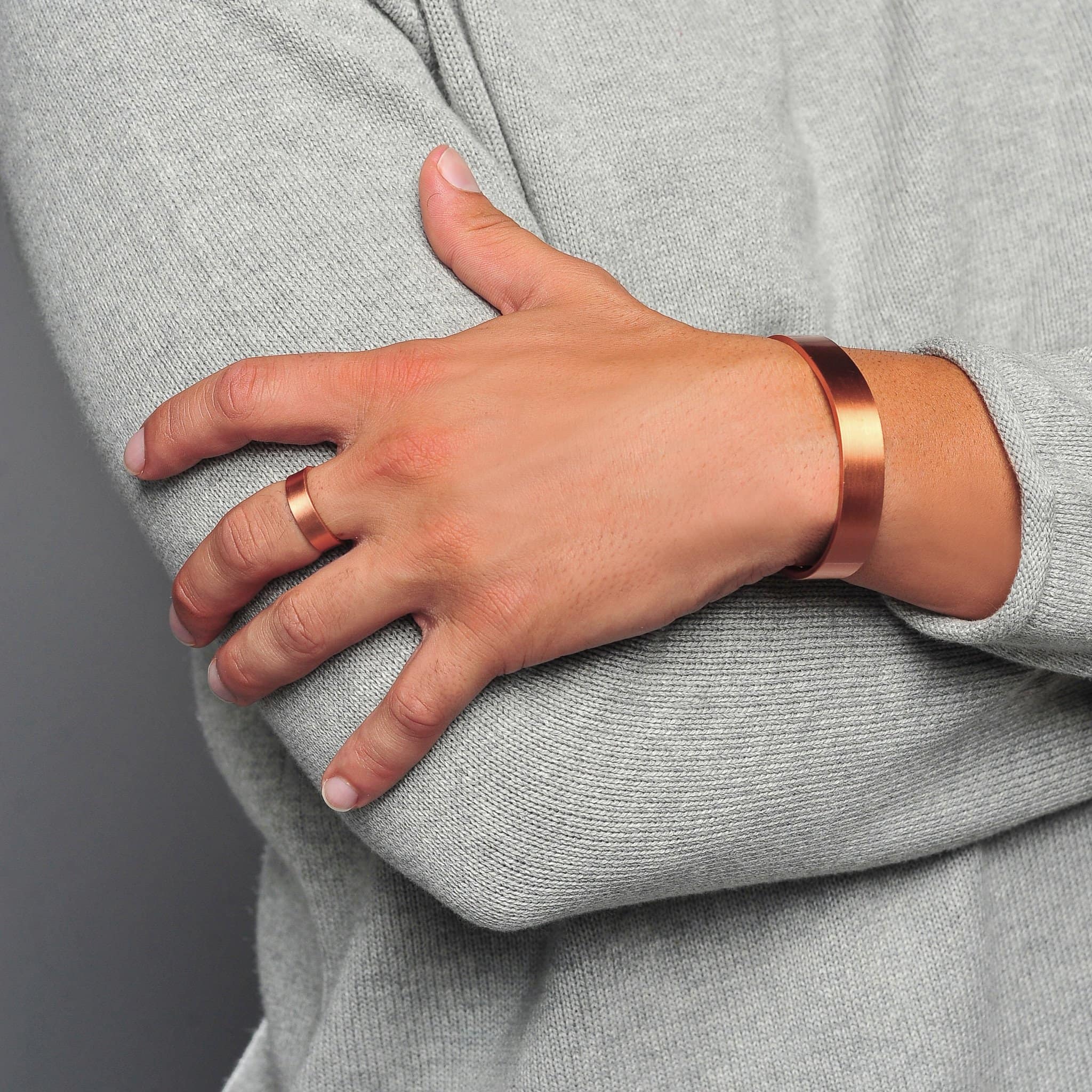 Jecanori Pure Copper Bracelet and Copper Ring for Women Men,Vintage Fl