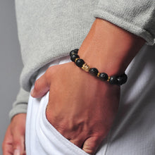 Load image into Gallery viewer, Buddha Root Chakra Lava Rock Bracelet - Gold Plated Volcanic Lava Healing Buddha Bracelet for Men, Women, and Yogis