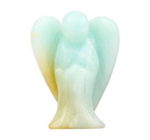 Earth Therapy Pocket Guardian Angel with Serenity Prayer Card - AMAZONITE Natural Crystal Healing Stone Figurine - Gift for Yourselves and Your Loved Ones……