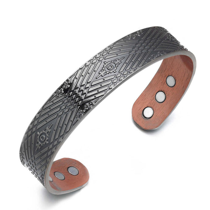 Earth Therapy Iron Diamond Pattern Magnetic Healing Bracelet for Recovery and Pain Relief