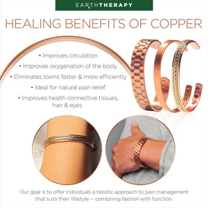 3 Pack Copper Magnetic Therapy Bracelet Set Featuring Men's Watch Cuff Bracelet, Celtic Pewter Bracelet, and Golf Bracelet