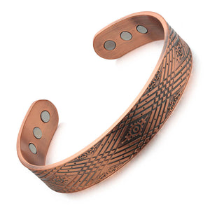 Earth Therapy Bronze Diamond Pattern Magnetic Healing Bracelet for Recovery and Pain Relief