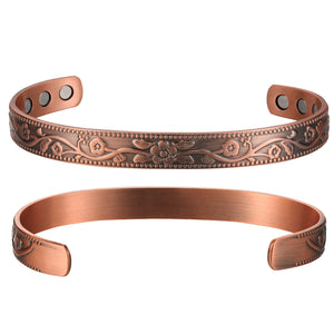 Earth Therapy Copper Flower Magnetic Healing Bracelet for Recovery and Pain Relief