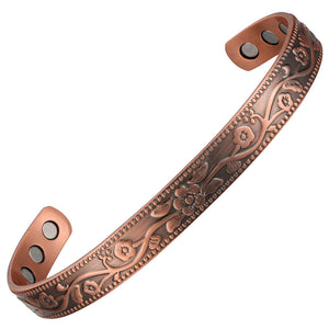 Earth Therapy Copper Flower Magnetic Healing Bracelet for Recovery and Pain Relief