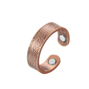 Earth Therapy Bronze Diamond Pattern Magnetic Healing Ring for Recovery and Pain Relief