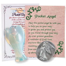 Load image into Gallery viewer, Opalite Guardian Angel Figurines with Serenity Prayer and Pocket Guardian Angel Token Pack for Spiritual Healing