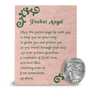 Opalite Guardian Angel Figurines with Serenity Prayer and Pocket Guardian Angel Token Pack for Spiritual Healing