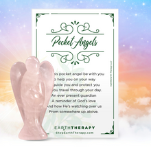 Load image into Gallery viewer, Original Pocket Guardian Angel with Serenity Prayer Card - Rose Quartz