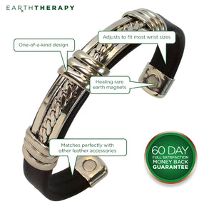Real Copper and Leatherette Motorcycle Bracelet for Men and Women Cool Magnetic Jewelry Accessories for Motorcycle Fans