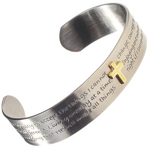 Engraved Serenity Bracelet Cross