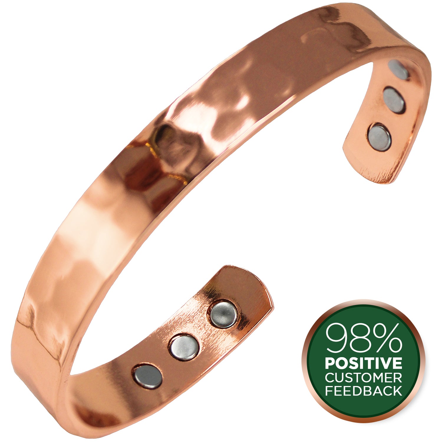 Pure Solid Copper Magnetic Bangle Bracelet - Hammered Finish, Unisex, Arthritis Relief Wear