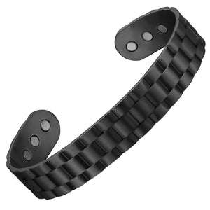 Men's Pure Copper Magnetic Arthritis Relief Bracelet - Adjustable Black Gear Cuff Style - Earth Therapy