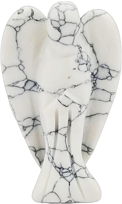 Pocket Guardian Angel with Serenity Prayer Card - White HOWLITE Natural Crystal Healing Stone Figurine - Gift for Yourselves and Your Loved Ones