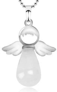 Guardian Angel Necklace - Precious Stone Pendant - Bless Yourselves and Your Loved Ones (Clear)