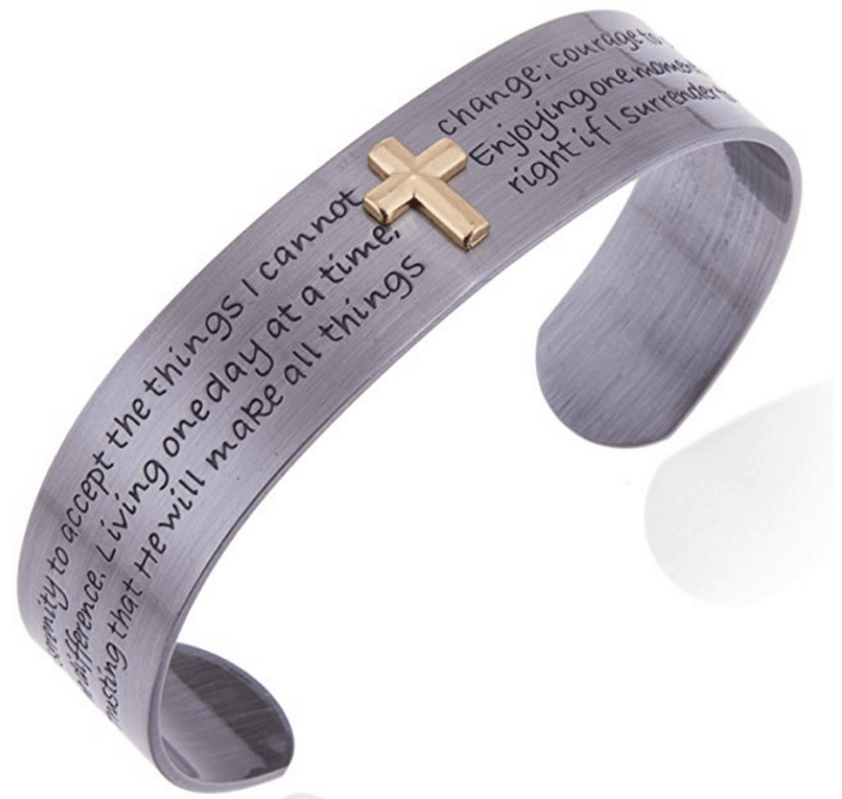 Engraved Serenity Bracelet Cross Earth Therapy