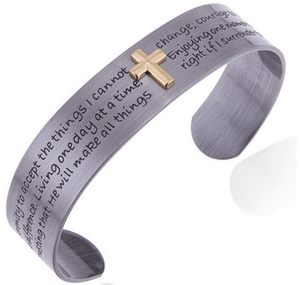 Engraved Serenity Bracelet Cross