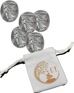 Value 5 Pack - Pocket Guardian Angel Coins with Serenity Prayer Cards - Token Charm for Wallet or Car - Blessing Gift for Yourselves and Your Loved Ones