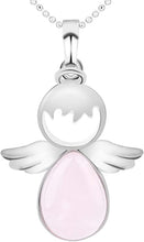 Load image into Gallery viewer, ROSE QUARTZ Teardrop Guardian Angel Necklace with Serenity Prayer Card - Natural Stone Healing